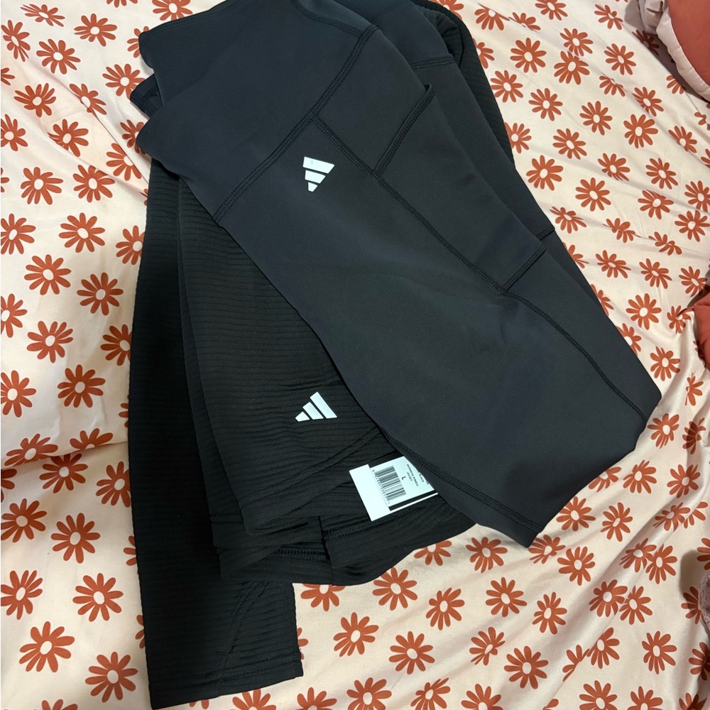 Adidas workout set Black Leggings and black sweater